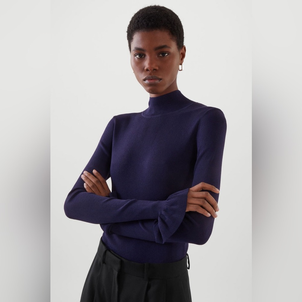 COS Crewneck Frill Sleeve Top sz S - Picture 3 of 8